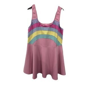 Sugar Thrillz Plus Babydoll Mini Dress 2x Pastel Pink Rainbow Skater Tank Pride